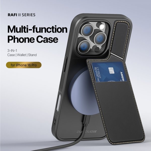 Dux Ducis iPhone 16 Pro Deksel Rafi II Series MagSafe Svart