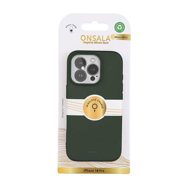 Onsala iPhone 16 Pro Deksel Silicone Touch Olive Green
