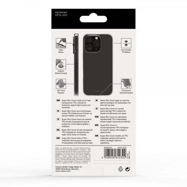 Vivanco iPhone 16 Pro Deksel Super Slim Transparent