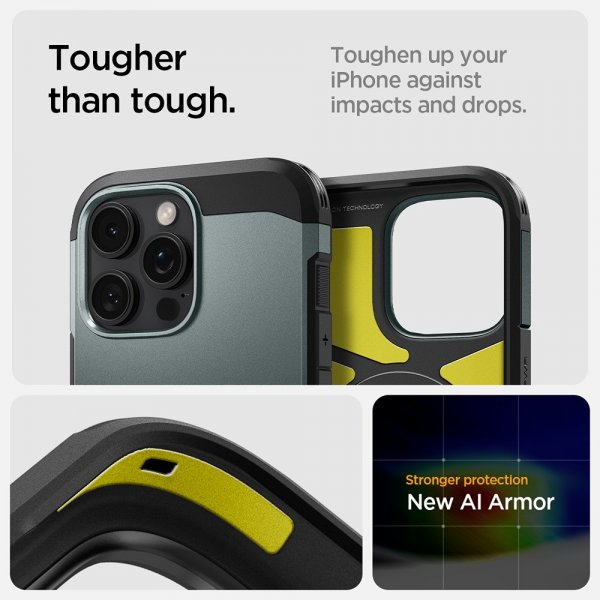 Spigen iPhone 16 Pro Deksel Tough Armor MagFit Abyss Green