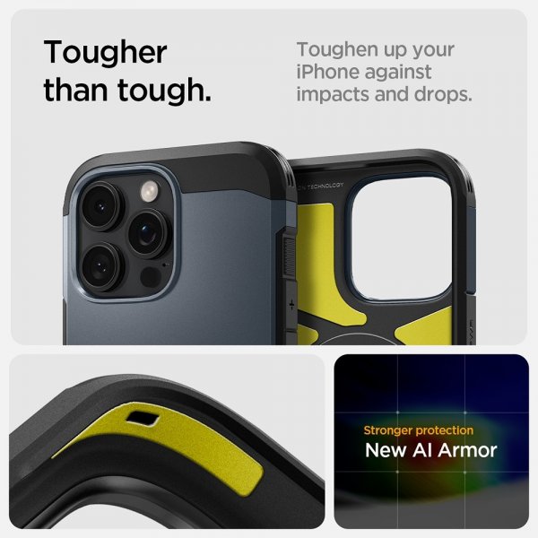 Spigen iPhone 16 Pro Deksel Tough Armor MagFit Metal Slate