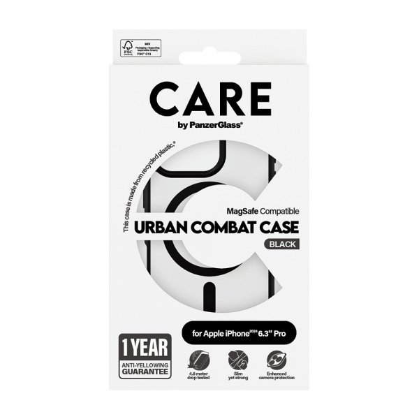 CARE by PanzerGlass iPhone 16 Pro Deksel Urban Combat MagSafe Svart