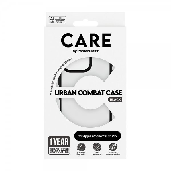 CARE by PanzerGlass iPhone 16 Pro Deksel Urban Combat Svart