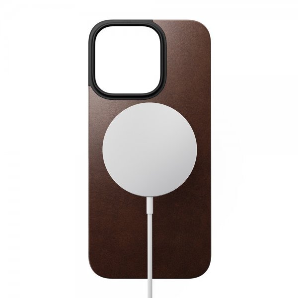 Nomad iPhone 16 Pro Skin Magnetic Leather Back Rustic Brown