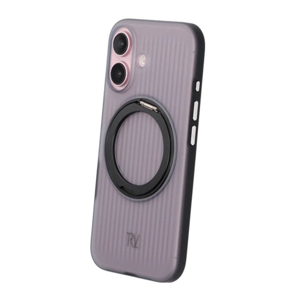 Rvelon iPhone 16 Deksel Roterbart Stativ Svart