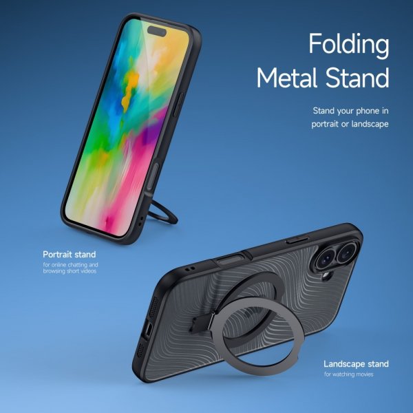 Dux Ducis iPhone 16 Deksel Aimo Series MagSafe Kickstand Svart