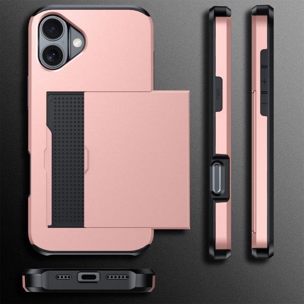 iPhone 16 Deksel Card Slide Rosegull