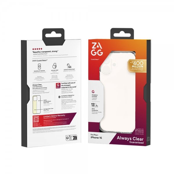 Zagg iPhone 16 Deksel Crystal Palace Transparent