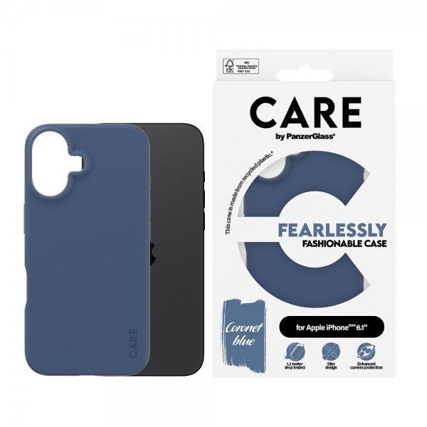 CARE by PanzerGlass iPhone 16 Deksel Fashionable Blå
