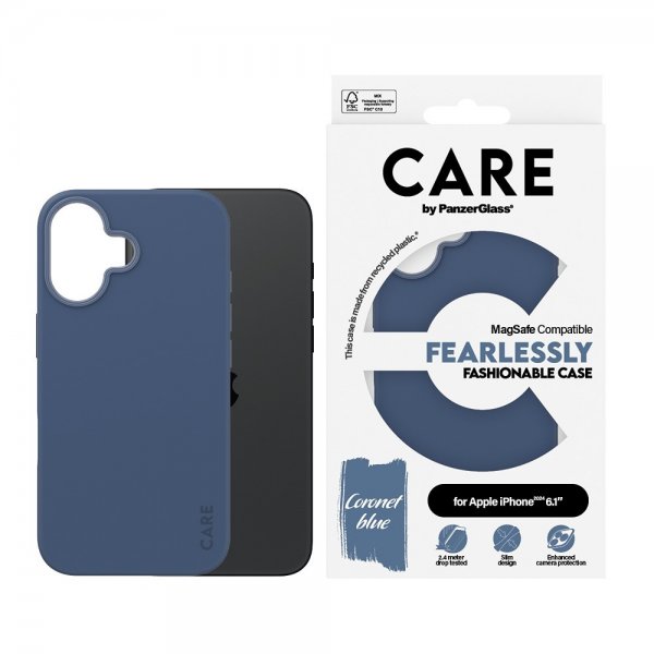 CARE by PanzerGlass iPhone 16 Deksel Fashionable MagSafe Blå