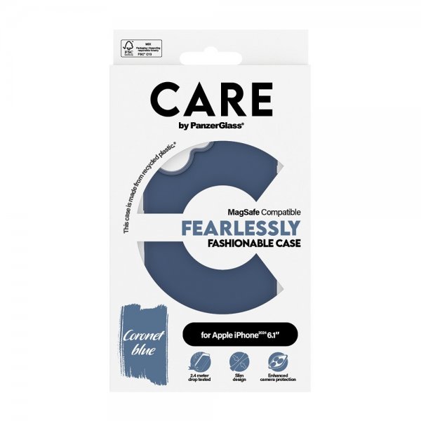 CARE by PanzerGlass iPhone 16 Deksel Fashionable MagSafe Blå