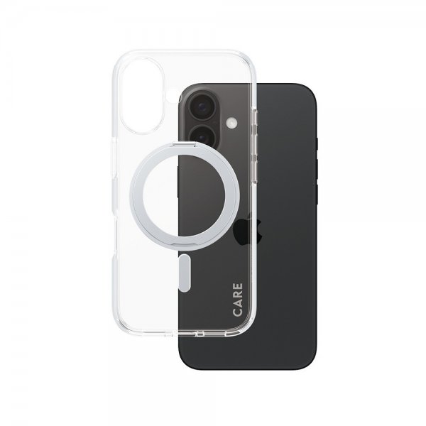 CARE by PanzerGlass iPhone 16 Deksel Kickstand MagSafe Sølv