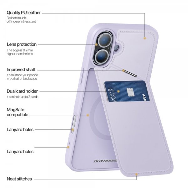 Dux Ducis iPhone 16 Deksel Rafi II Series MagSafe Lilla