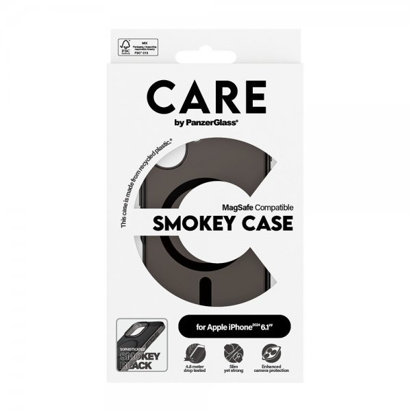 CARE by PanzerGlass iPhone 16 Deksel Smokey MagSafe Svart