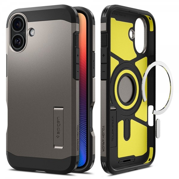 Spigen iPhone 16 Deksel Tough Armor MagFit Gunmetal