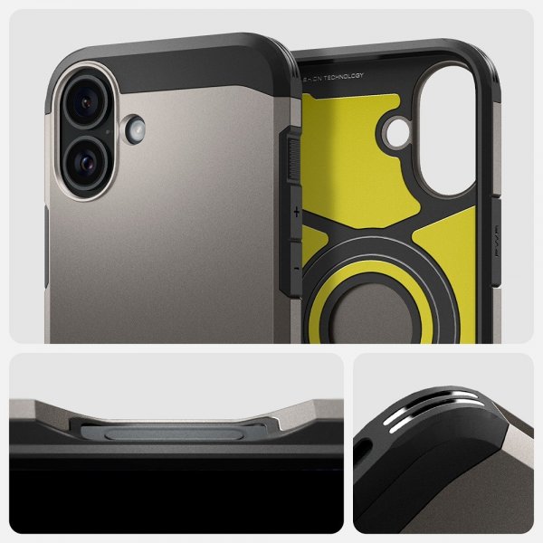 Spigen iPhone 16 Deksel Tough Armor MagFit Gunmetal