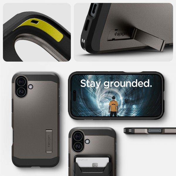 Spigen iPhone 16 Deksel Tough Armor MagFit Gunmetal