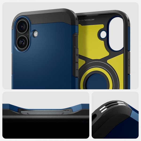 Spigen iPhone 16 Deksel Tough Armor MagFit Navy Blue