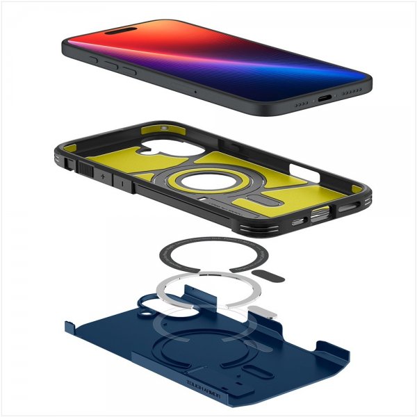 Spigen iPhone 16 Deksel Tough Armor MagFit Navy Blue