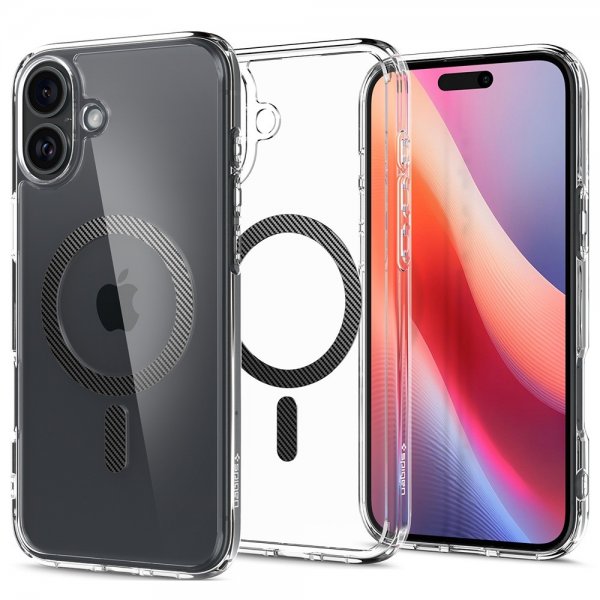 Spigen iPhone 16 Deksel Ultra Hybrid MagFit Carbon Fiber