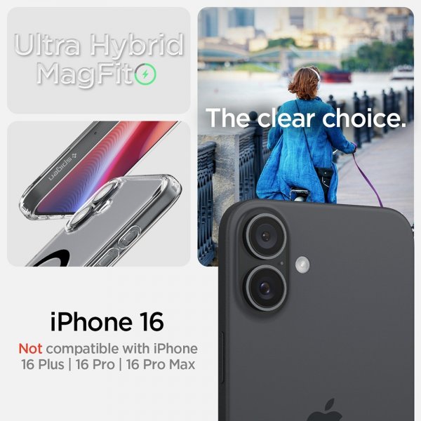 Spigen iPhone 16 Deksel Ultra Hybrid MagFit Svart