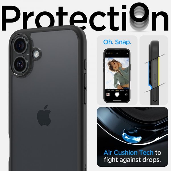 Spigen iPhone 16 Deksel Ultra Hybrid Matte Svart