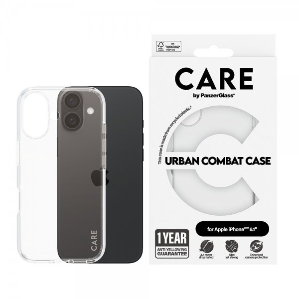 CARE by PanzerGlass iPhone 16 Deksel Urban Combat Transparent
