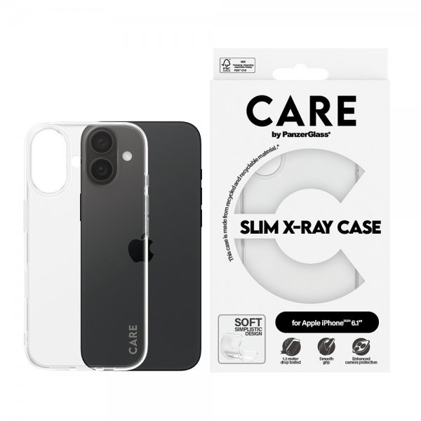 CARE by PanzerGlass iPhone 16 Deksel X-Ray Transparent