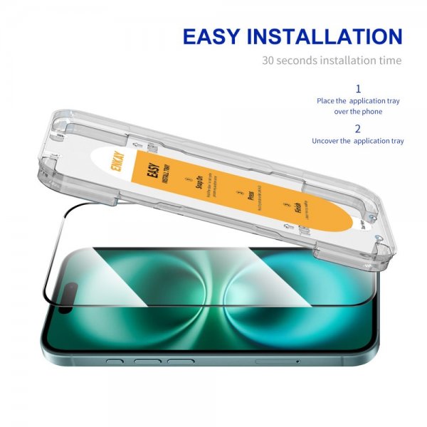 ENKAY iPhone 16 Skjermbeskytter Monteringsramme Easy Install