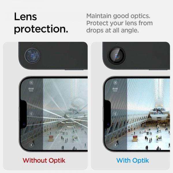 Spigen iPhone 16e/17e Kamerabeskytter GLAS.tR EZ Fit Optik Pro 2-pakning