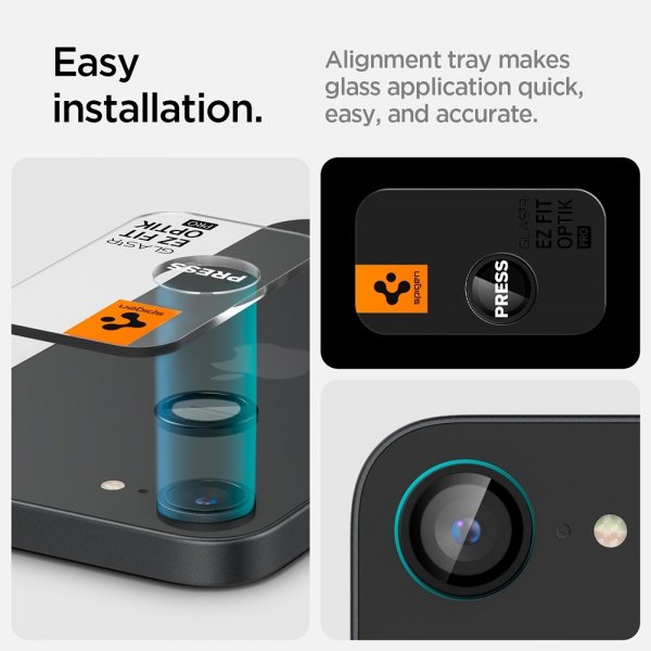 Spigen iPhone 16e/17e Kamerabeskytter GLAS.tR EZ Fit Optik Pro 2-pakning