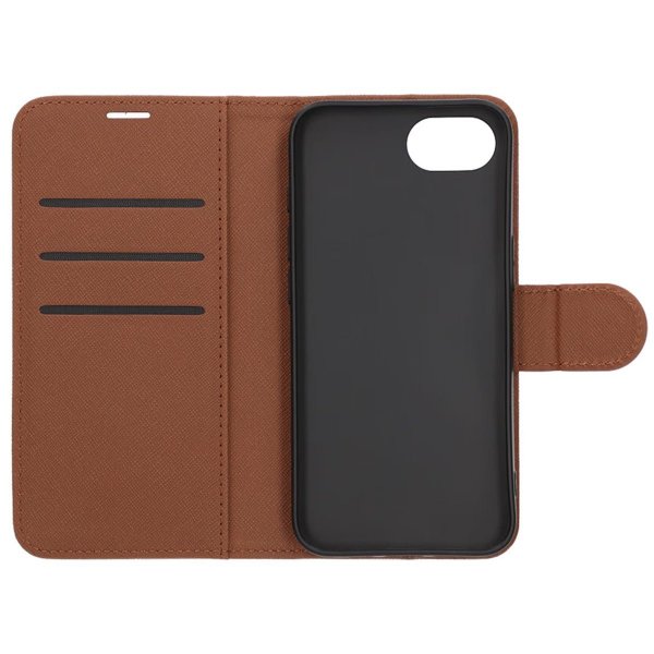 iPhone 16e/17e Etui med Kortlomme stativfunksjon Brun