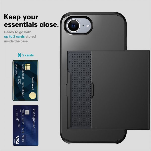 iPhone 16e/17e Deksel Card Slide Svart