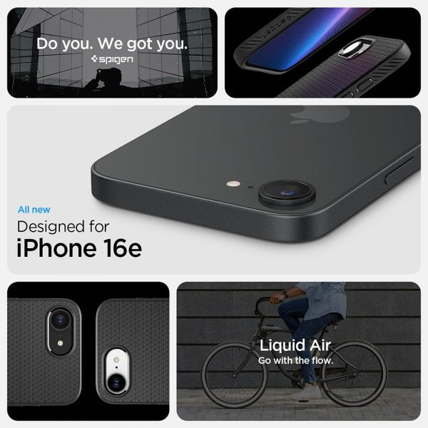 Spigen iPhone 16e/17e Deksel Liquid Air Matte Black
