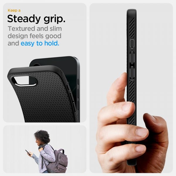 Spigen iPhone 16e/17e Deksel Liquid Air Matte Black