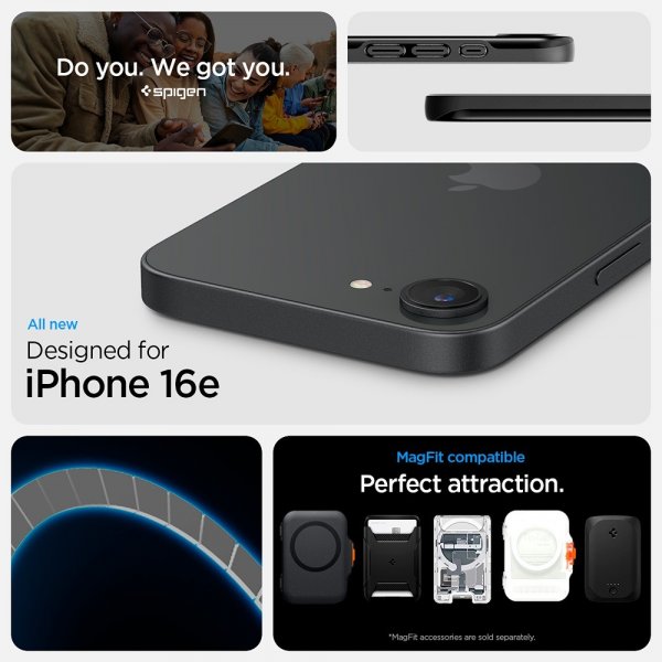 Spigen iPhone 16e/17e Deksel Thin Fit MagFit Svart