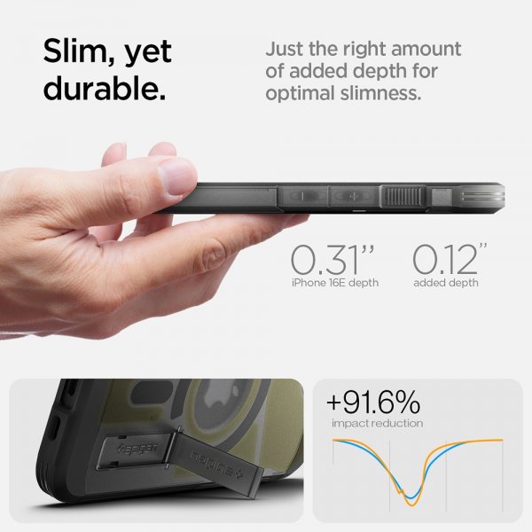 Spigen iPhone 16e/17e Deksel Tough Armor MagFit Frost Black