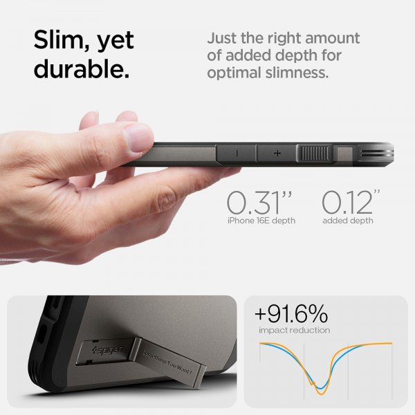 Spigen iPhone 16e/17e Deksel Tough Armor MagFit Gunmetal