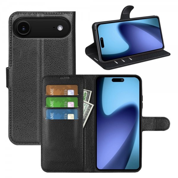 iPhone Air Etui Litchi Svart