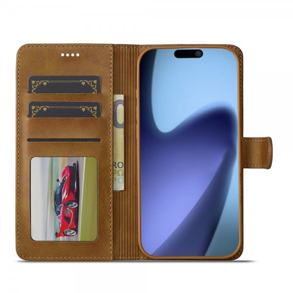 Lc.Imeeke iPhone Air Etui med Kortlomme stativfunksjon Lysebrun
