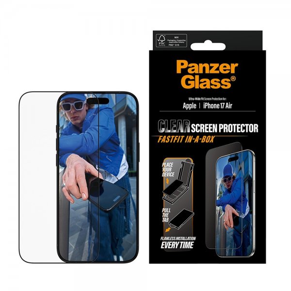 PanzerGlass iPhone Air Skjermbeskytter Ultra-Wide Fit Clear Fastfit