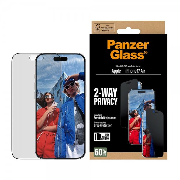 PanzerGlass iPhone Air Skjermbeskytter Ultra-Wide Fit Privacy EasyAligner