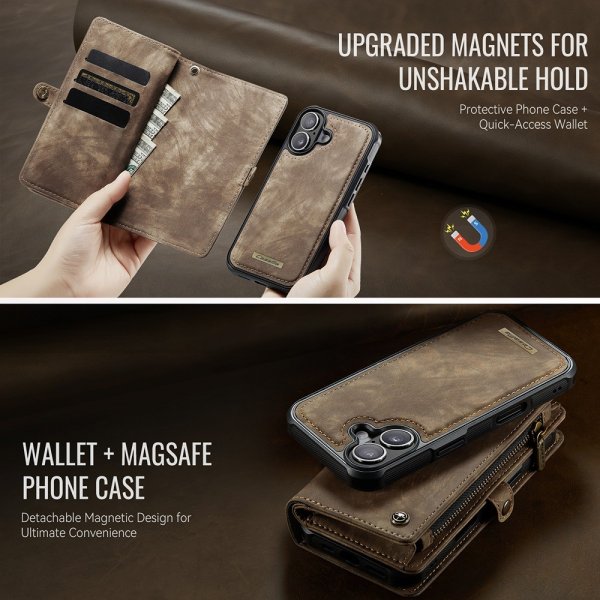 CaseMe iPhone 17 Etui 008 Series Avtakbart Deksel Brun