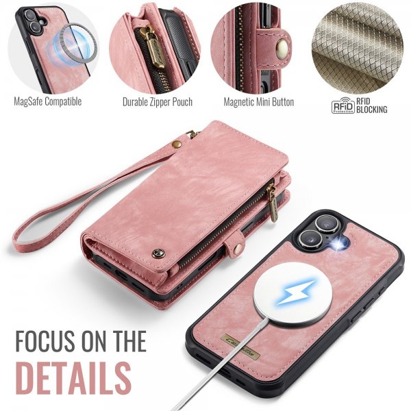 CaseMe iPhone 17 Etui 008 Series Avtakbart Deksel Rosa
