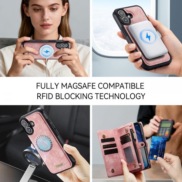CaseMe iPhone 17 Etui 008 Series Avtakbart Deksel Rosa