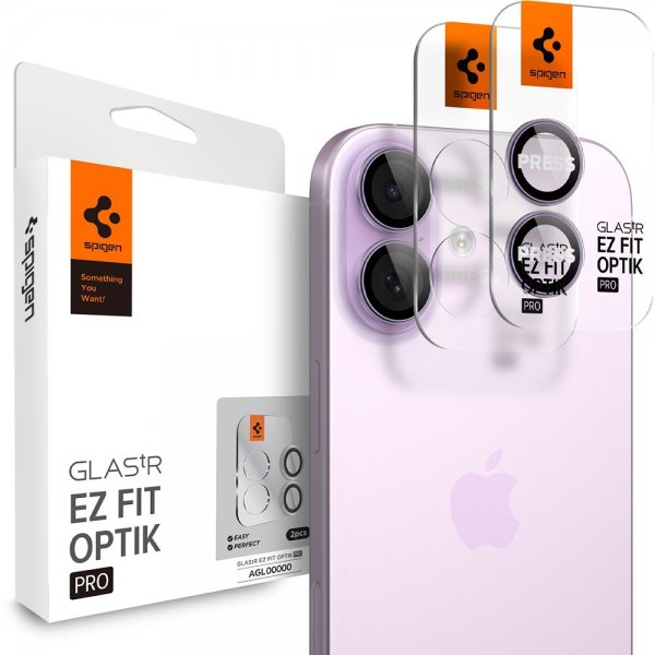 Spigen iPhone 17 Kamerabeskytter GLAS.tR EZ Fit Optik Pro 2-pakning Lilla