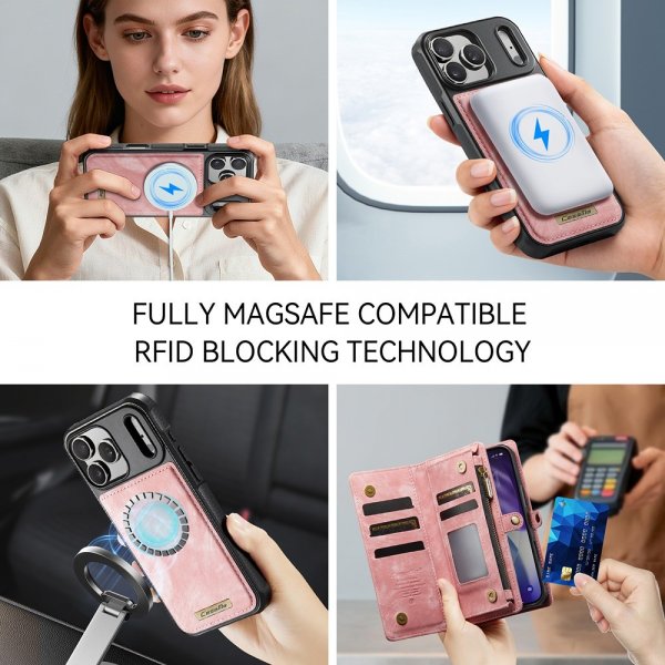 CaseMe iPhone 17 Pro Etui 008 Series Avtakbart Deksel Rosa