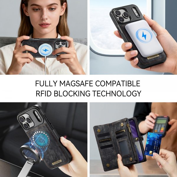 CaseMe iPhone 17 Pro Etui 008 Series Avtakbart Deksel Svart