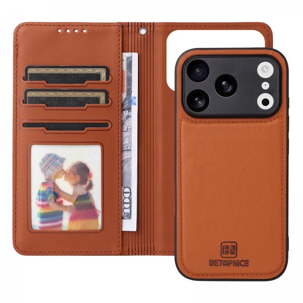 Betopnice iPhone 17 Pro Etui Avtagbart Deksel 005 Brun