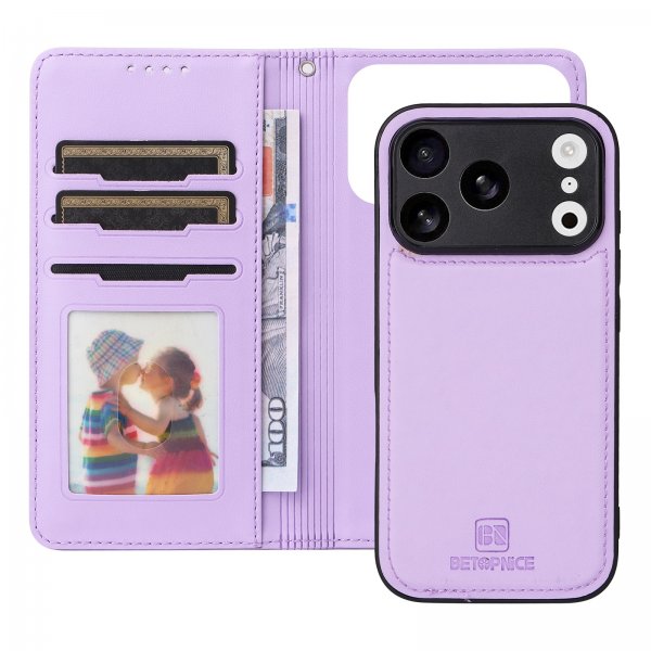 Betopnice iPhone 17 Pro Etui Avtagbart Deksel 005 Lilla